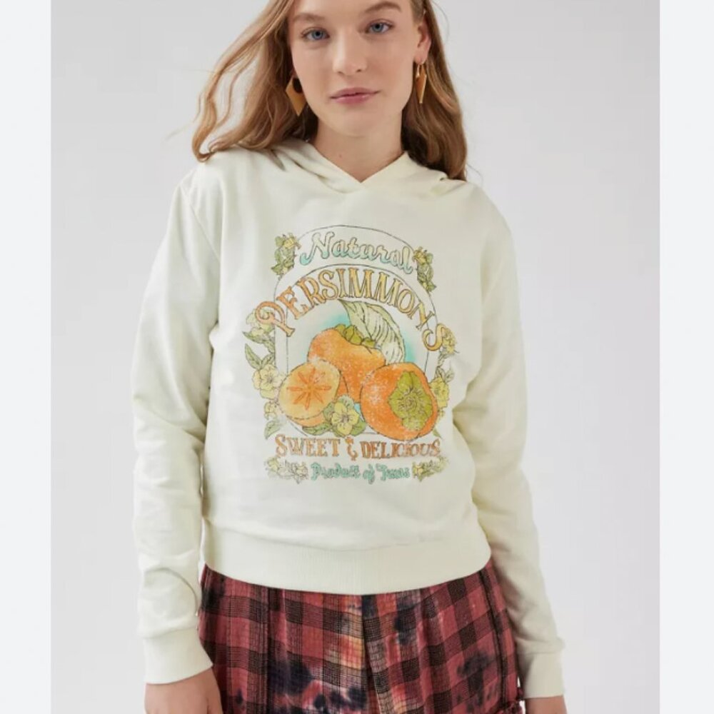 Urban‎ Outfitters Future State Graphic Hoodie Fruit Citrus Cream Sweatshirt S